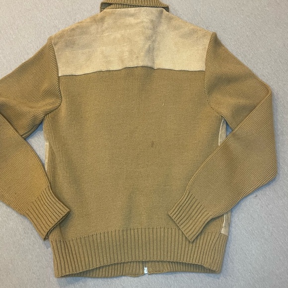 VINTAGE Suede Panel Leather Coat jacket M Rockabilly Retro 70s 80s Oakton Ltd - Picture 7 of 10